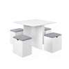 Mondeer 5PC Wooden Dining Table Set 4 Stool Compact Space Saver Kitchen White