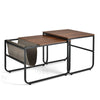 Set of 2 Modern Coffee Nesting Table Set Industrial Side Table Square End Table