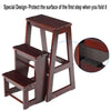 Folding 3 tier Step Stool Wooden Indoor Folding Stepladder Shelf Adults Kids