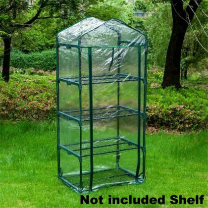 4 Tier Mini Greenhouse Walk In Grow Bag Green House PVC Cover Plastic Garden