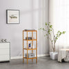 4 Tier Book Shelf Unit Bamboo Bookcase Bathroom Kitchen Storage Rack Display
