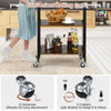 2-Tier Folding Rolling Cart Industrial Kitchen Serving Island on Wheels Foldable