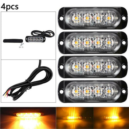 4x4 LED Amber Recovery Strobe Flashing Grille Light bar Truck Beacon Lamp 12/24V