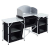 Outdoor BBQ Camping Kitchen Table W/ Windshield Storage Cooking Stove Shelves UK