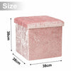 Crushed Velvet Diamante Ottoman Storage Box Folding Stool Space Saving Pink Grey