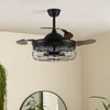 Vintage Ceiling Fan Lights Retractable Blades Chandelier 6 Speeds Remote Control