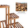 9-Tier Large Carbonized Wood Plant Stand Flower Pot Holerd Thicken Slats Shelf