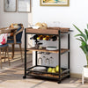 3Tier Metal Wood Rolling Kitchen Serving Trolley Cart Veg Storage Rack w/ Wheels