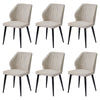 2/4/6pcs Dining Chairs Set Faux Leather Seat Back Metal Legs Kitchen Chair
