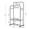 Portable Rolling Clothes Rail Metal Dual-bar Garment Rack Stand Corner Boutique