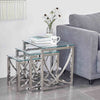 Nest of 3 Coffee Table Sofa Side End Table Tempered glass Stainless Steel Legs