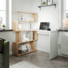 L Shaped Computer Desk Corner Desk 360 Degree Rotatable Shelves Natural wood