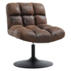 ExtraSoft Swivel Leisure Chair Brown Leather Mid-Century Armless Seat Desk Chair