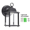 New Black Metal & Glass Outdoor Waterproof Lantern Wall Light Lamp Garden Porch