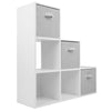 White 3 Tier 6 Cube Storage Bookcase Shelf Display Unit Grey Fabric Shelving Box