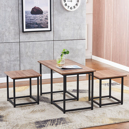 Nest of 3 Industrial Coffee Table and 2 Stools Set Living Room Office Lounge BN