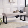 Long Seat Bench Dining Chairs Soft Linen Padded Golden Lounge Stool Steel Legs