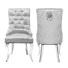 Black/ Grey Plush Velvet Lion Back Knocker Dining Accent Chairs with Chrome Legs