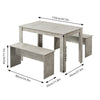 Modern 3Pcs Dining Bench Set Table+ 2 Chairs Dining Room Kitchen for Small Space