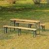 3pcs Camping Table Chair Bench Wooden Garden Picnic Set Foldable Patio Furniture