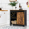 Industrial Storage Cabinet Freestanding Buffet Cabinet W/ Wine Rack Sliding Door