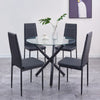 Round Clear Tempered Glass Black Metal Legs Dining Table Dining Room Living Room