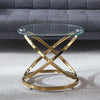 Small Coffee Table Clear Glass Top Sofa Side Table Chrome Leg Stand Living Room