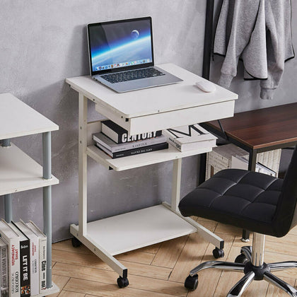 Rolling Computer Desk Home Office Laptop Table Study Writing Desk Workstation
