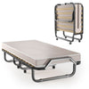 Folding Bed Rollaway Beds Portable Bed on Wheels W/ Memory Foam Mattress