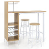 3 PCS Kitchen Dining Table Set Industrial Pub Table & Stools w/ Storage Shelves