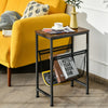 Industrial Sofa Side Table Coffee Snack Table Laptop Desk with Magazine Holder