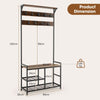 Coat Rack Stand 4-in-1 Industrial Shoe Bench Storage Shelf W/ 9 Removable Hooks