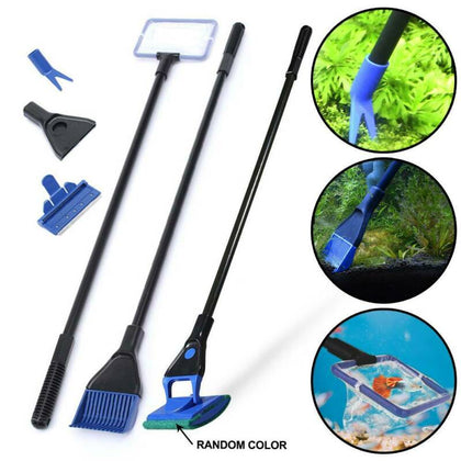 5 in 1 Fish Tank Aquarium Cleaning Tool Glass Brush Fishnet Magnetic Cleaner Kit