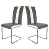 Dining Chairs 2PCS High Backrest Leather Chrome Legs Kitchen Office Chairs Grey