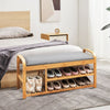 3-Tier Bamboo Shoe Bench Entryway Shoe Rack w/Cushion Modern Shoe Storage Stool