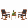 3 Pieces Rocking Chair Set Outdoor Conversation Furniture Patio Wicker W/ Table