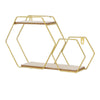 Vintage Metal Dual Hexagon Wall Shelf Books Ornament Storage Holder Display Rack