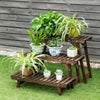 3 Tier Step Design Wood Plant Stand Corner Ladder Flower Pot Shelf Plant Bench