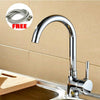 Kitchen Sink Basin Mixer Taps Swivel Spout Single Handle Tap Mono Chrome Faucet