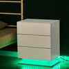 High Gloss LED Bedside Tables Cabinets 3 Drawers Nightstand Bedroom White Black