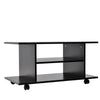 Modern TV Cabinet Stand 3 Tier shelf Storage Shelves Table Wheels Black