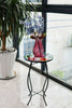 Iron/Glass Round Side Coffee Table Mosaic Design Garden Patio Flower Plant Stand