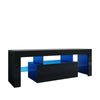 Modern TV Unit 160/130cm Cabinet White/Black High Gloss FREE LED RGB Lights
