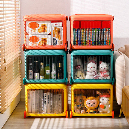 Folding Toys Storage Box on Wheels Lid Container Large Kids Children Play Box UK