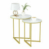 Elegant Minimalist Marble Nest of Table End Bedside Table with Sturdy Gold Frame