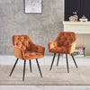Modern Dining Chairs Velvet Padded Seat Metal Legs Kitchen Chair Home Office 1