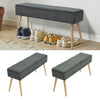 Hallway Bed End Bench Fabric Padded Seat Long Stool Dining Bench Wooden Legs