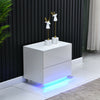 2 Drawers LED Light Bedside Table Side Nightstand Storage Organiser High Gloss