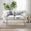 Coffee Table, Cocktail Table with Tempered Glass Top and Mesh Shelf LGT031A01