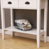 Modern 2-Drawer Console Table w/ Bottom Shelf Hallway Storage Furniture White